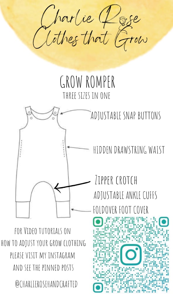 Charlie Rose Handcrafted | Personalised Grow with me Romper | Limited Edition