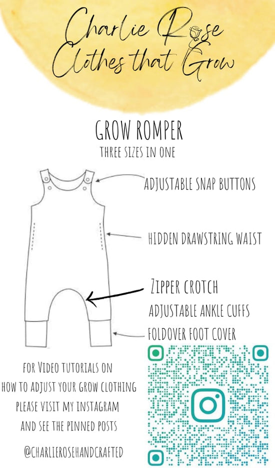 Charlie Rose Handcrafted | Personalised Grow with me Romper | Limited Edition