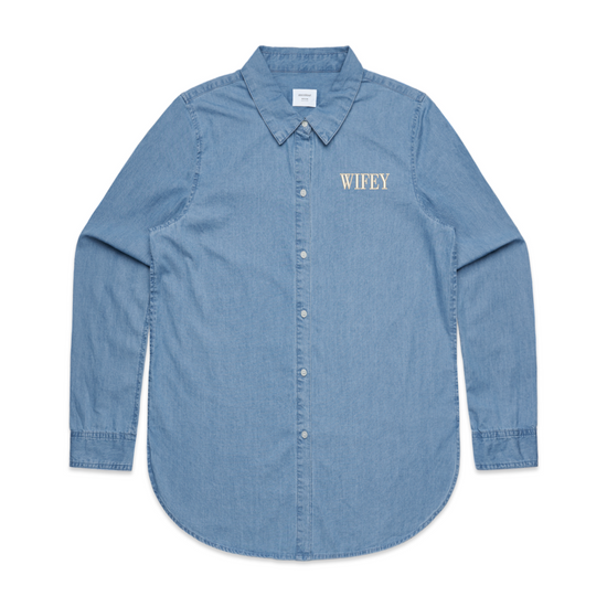 Wifey Denim Shirt | Left Chest and Back