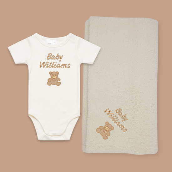 brown colour name onesie & blanket