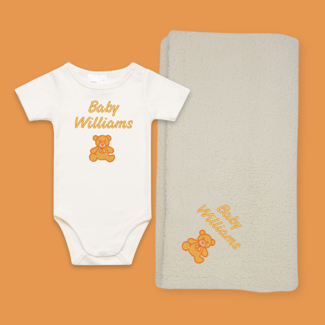 orange colour name onesie & blanket