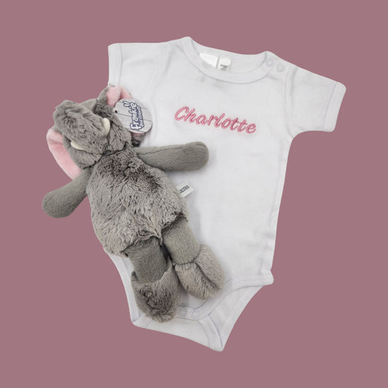 Onesie and Elephant Plush | Name