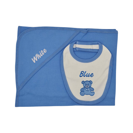 Gift Set | Hooded Blanket & Bib | Bear Colours