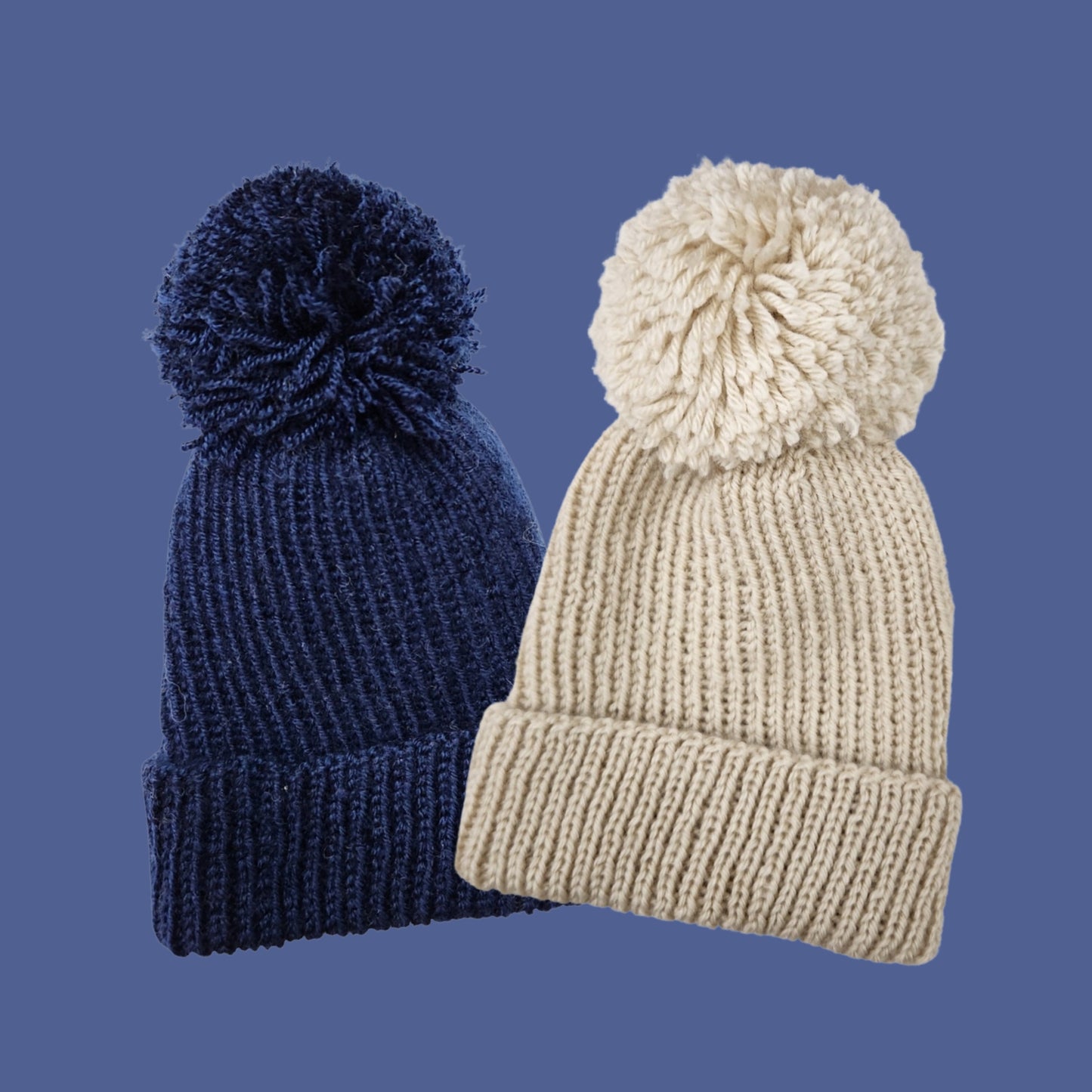 beige & navy colour beanie