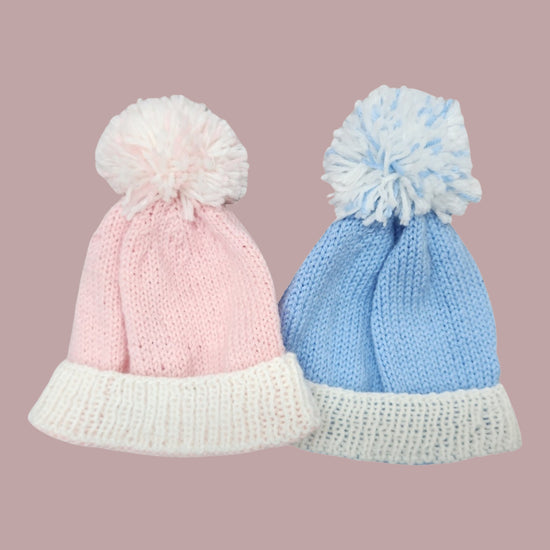 pink & blue colour beanie