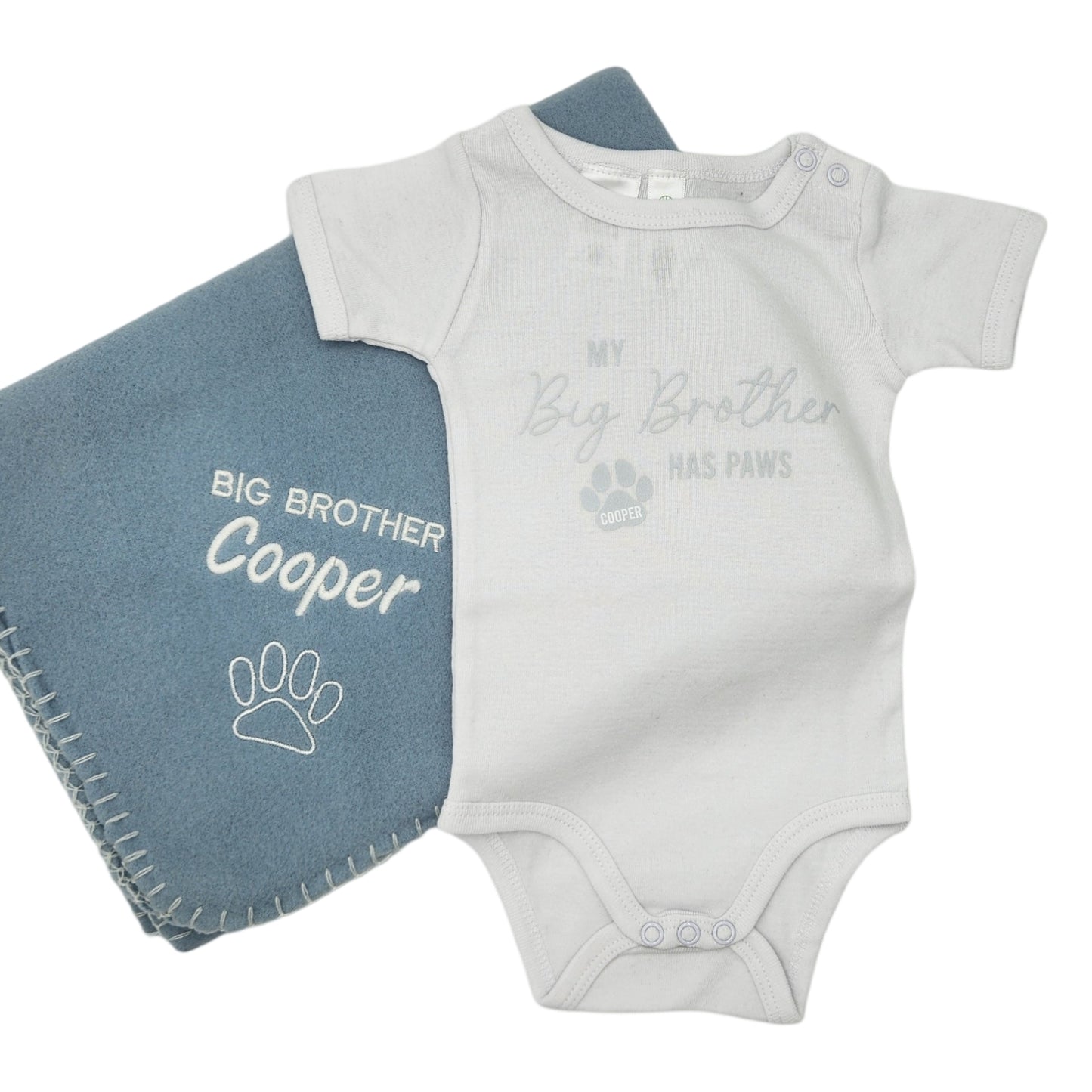 Pawfectly Personalised Baby Set – Onesie & Blanket  | Big Bro/Sis Has Paws