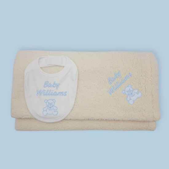 Gift Set | Plush Blanket and Bib | Bear