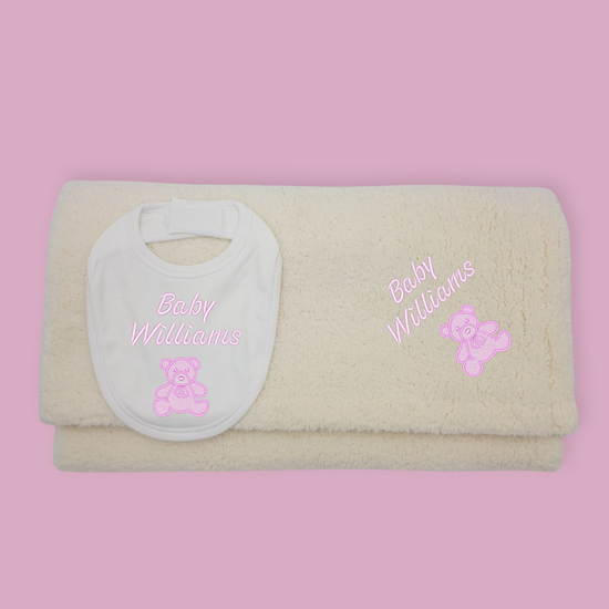 Gift Set | Plush Blanket and Bib | Bear