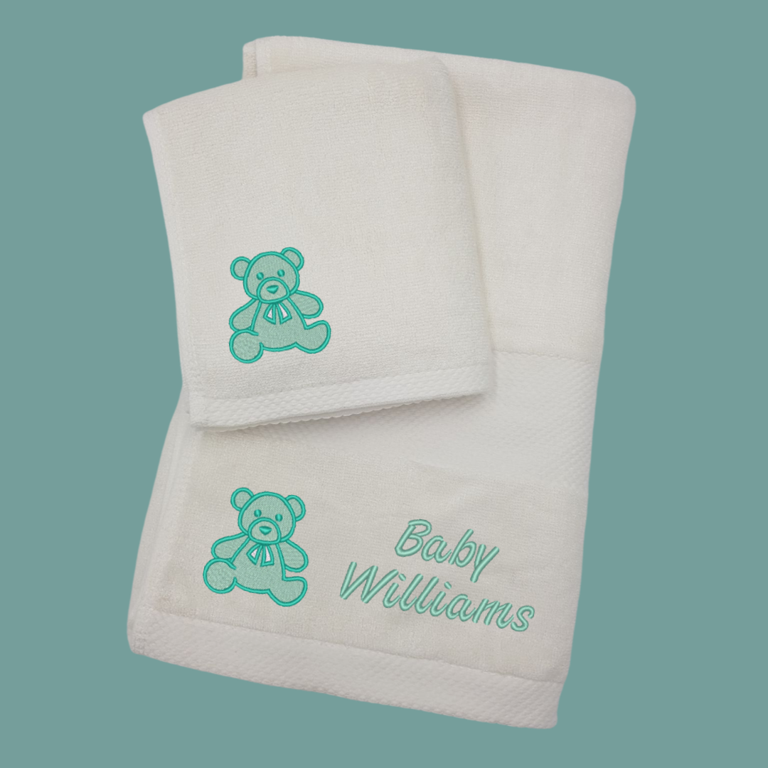 Bamboo Towel Set Green Bear