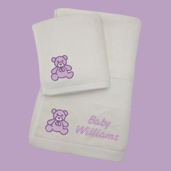 Bamboo Towel Set Purple Bear