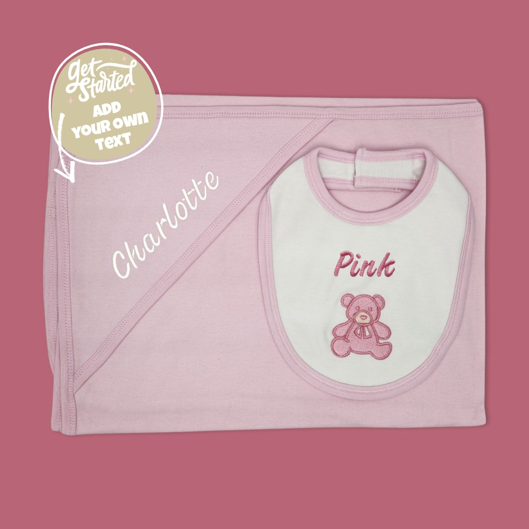 Gift Set | Hooded Blanket & Bib | Bear Colours