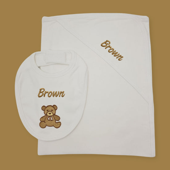 Gift Set | Blanket and Bib Set | Bear